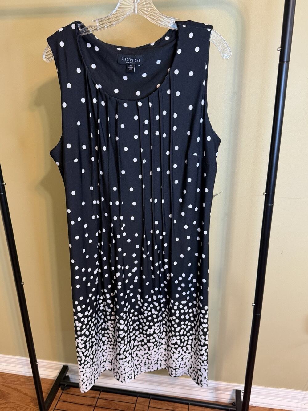 Perceptions New York Sleeveless Black & White Polka Dot Dress NWT Size XL